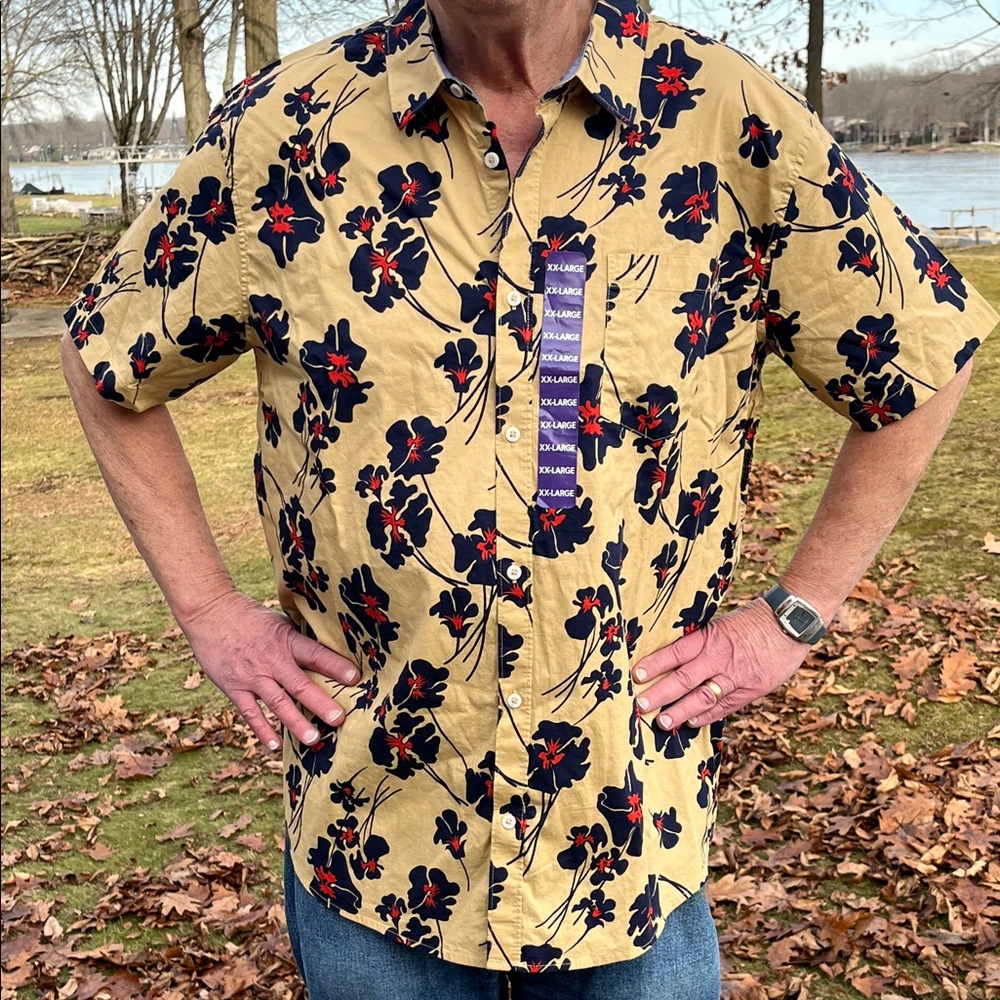 NWT Hurley short sleeve tropical woven patio shirt XXL